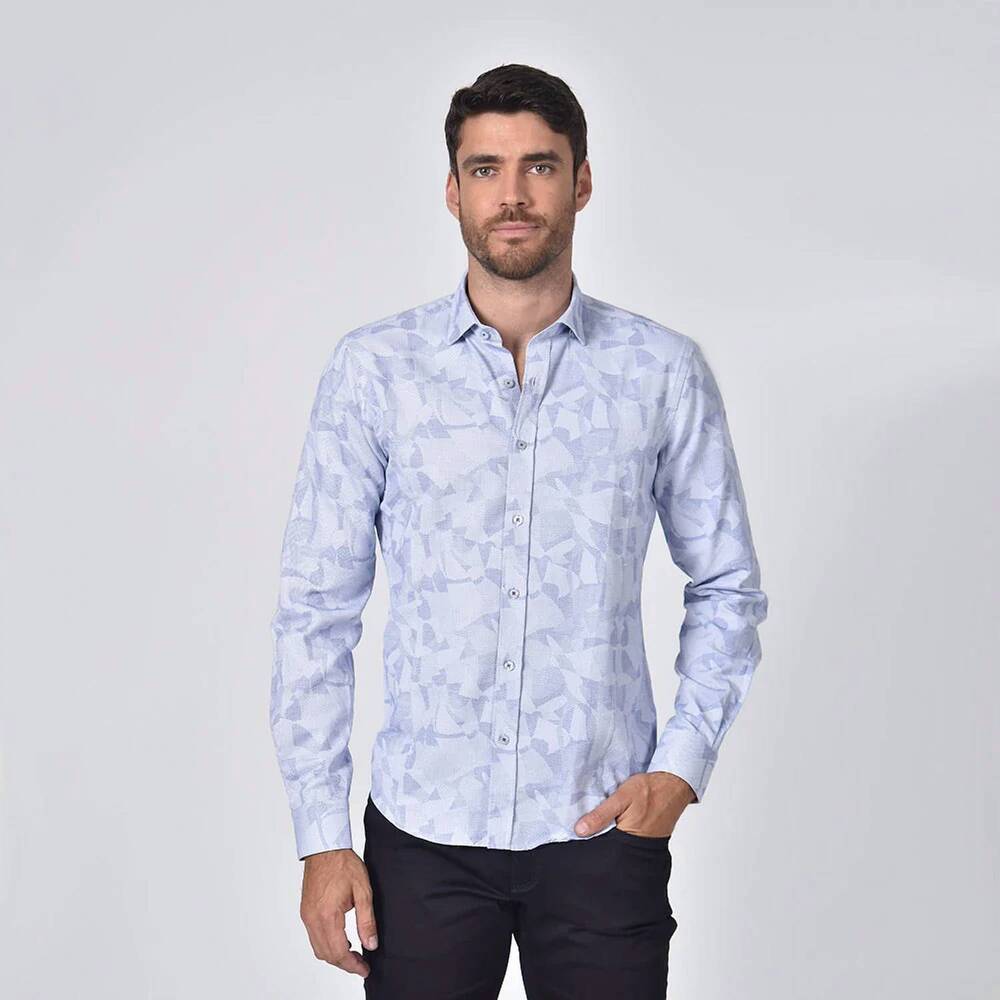 NEW EIGHT X shapes button down jacquard shirt in royal geo